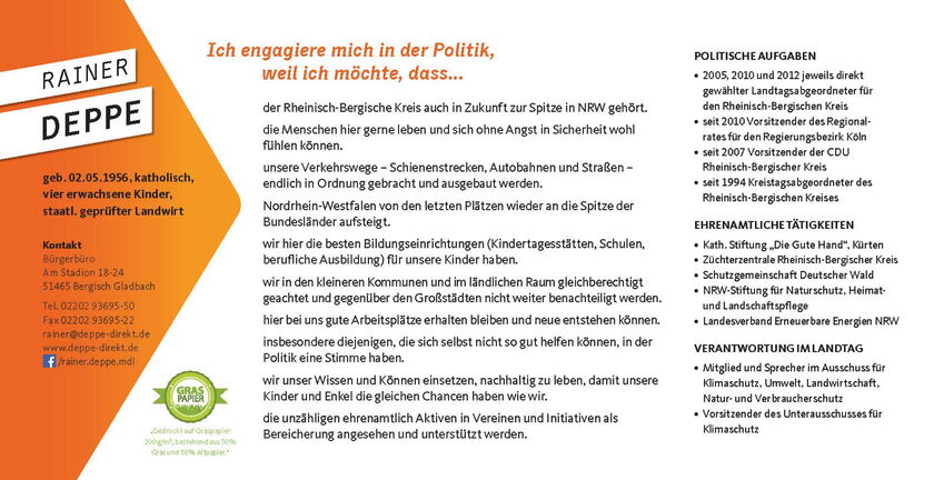 Kandidatenkarte 2017 von Rainer Deppe - Rückseite