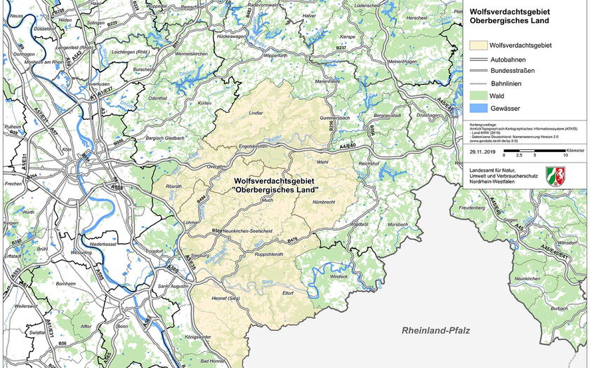 Wolfsverdachtsgebiet Oberbergisches Land / MULNV
