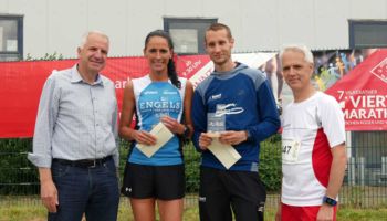 v.l.n.r.: Rainer Deppe, Natalie Hoffmann-Lenz, Sebastian Linden und Hans-Jakob Reuter beim Viertelmarathon in Overath-Vilkerath